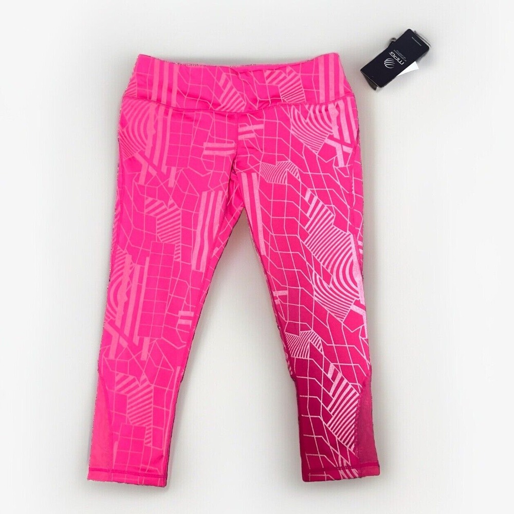 NWT MPG Spireton Hi-Visibility Capri Leggings Women Size‎ L Lipstick Pink